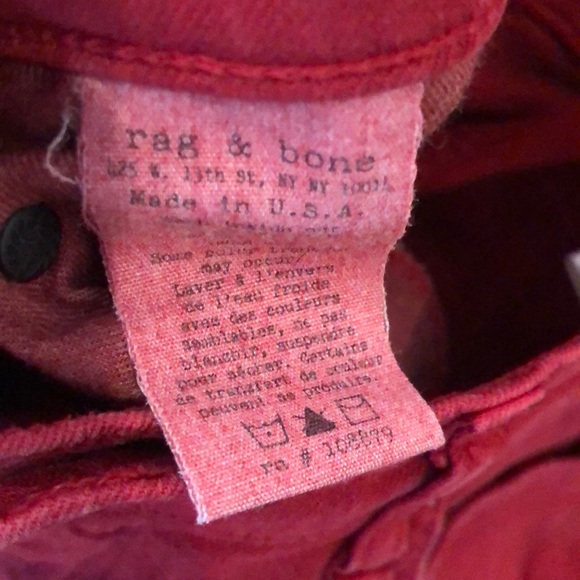 Rag & Bone Red Distressed Skinny Jeans - Picture 6 of 9